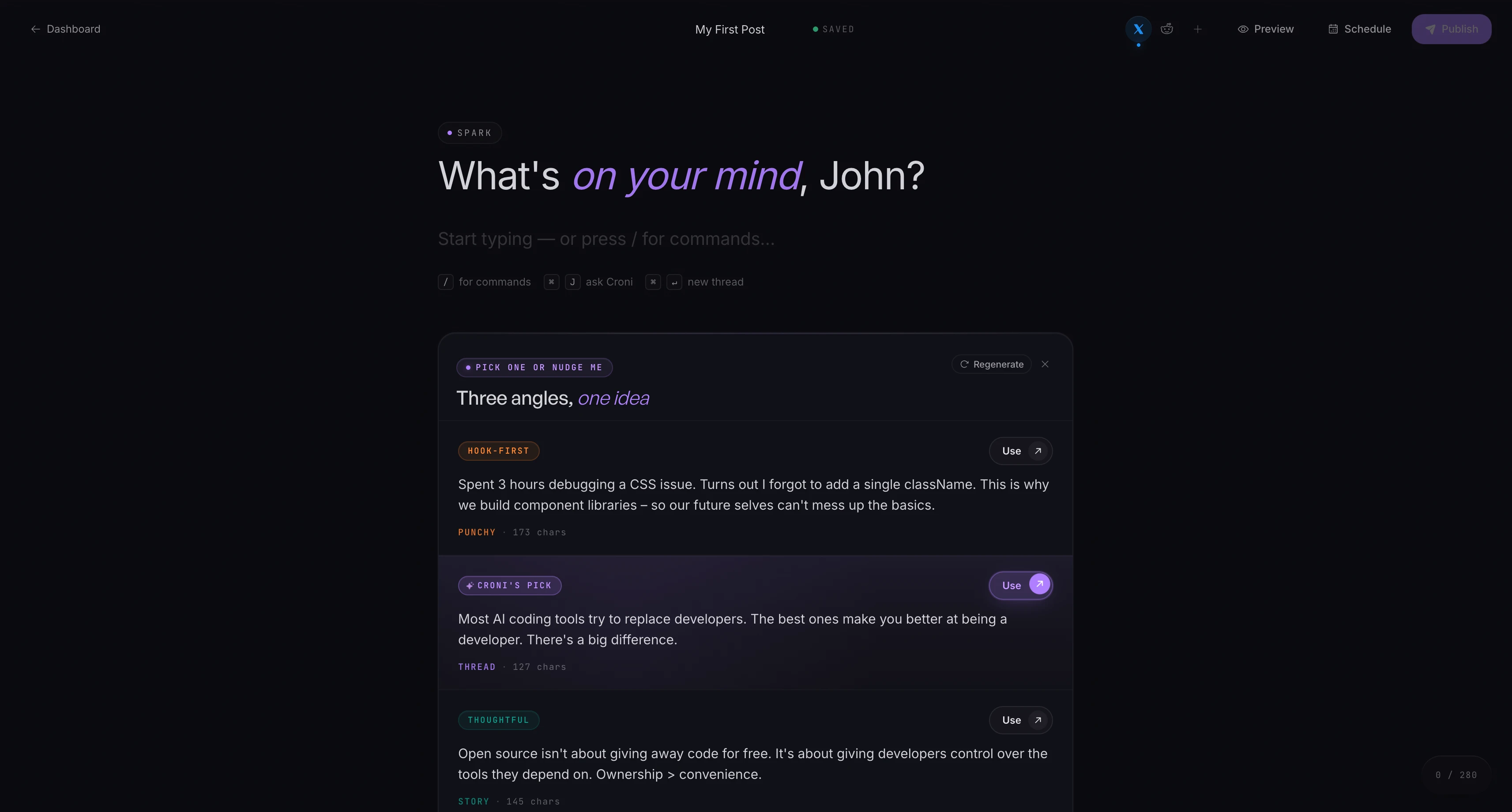Croni Publish: AI-powered social media scheduling